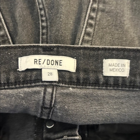 Re/Done Black Wash Button Fly Distressed Hem Skinny High Rise Jeans Size 28 - Picture 7 of 9